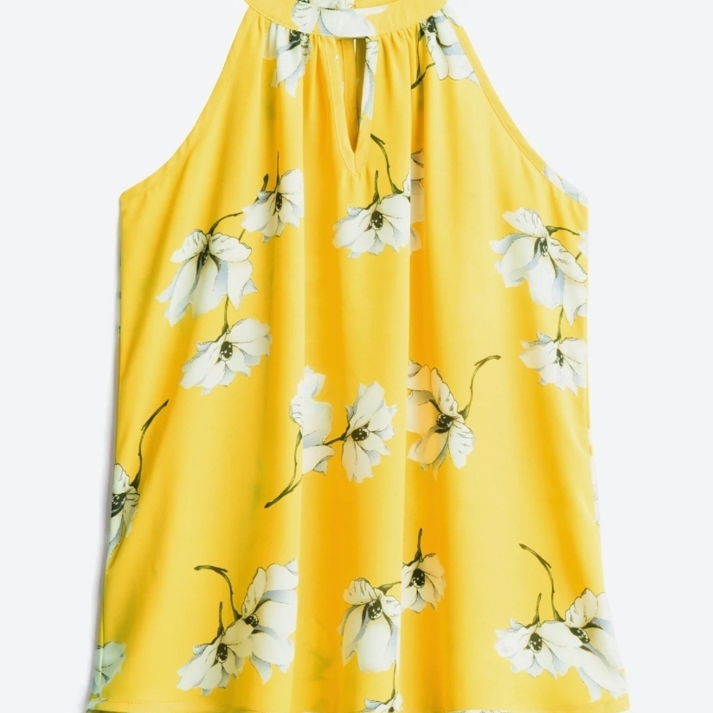 Stitch Fix "Papermoon" Yellow Sleeveless Blouse with Floral Design Size M
